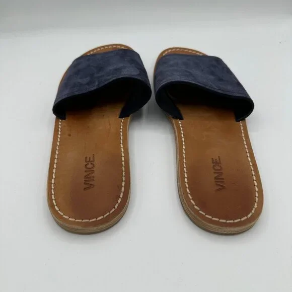 Vince Navy Blue Suede Torrell Slides Women's 8.5M - Picture 4 of 5